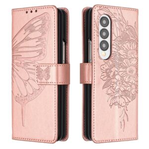 NNEDSZ Butterfly Embossed Leather Phone Case - Rose Gold